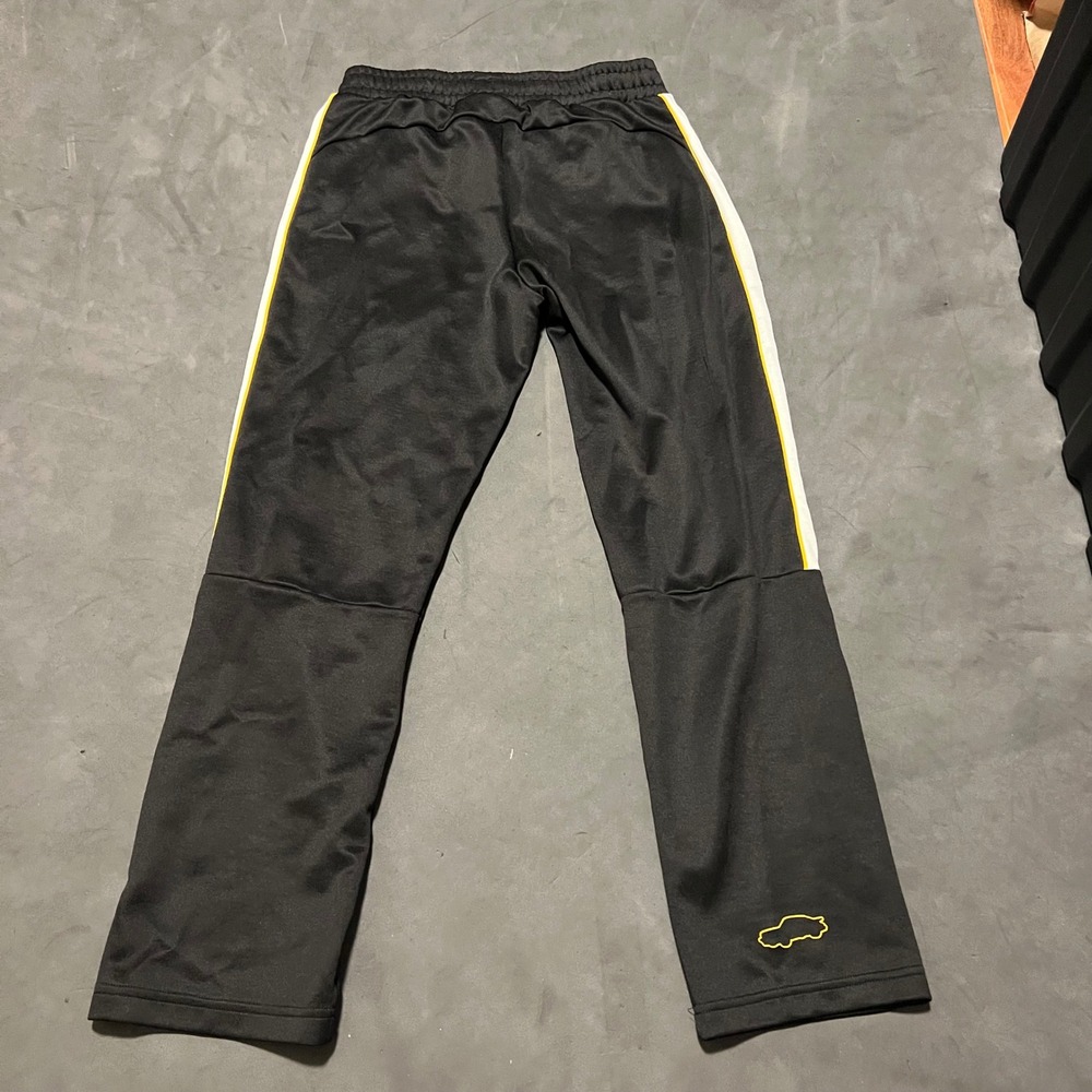 Puma Porsche Legacy Turbo Track Pants Mens Medium Black Yellow White Side Stripe - Picture 2 of 7
